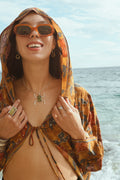 Autumn wanderer hooded silk kimono upcycling indian sari vintage Yayavara Creation