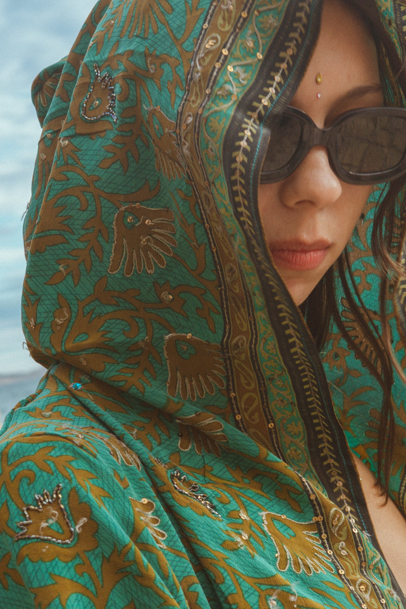 Emerald Dream Silk Hooded Kimono 