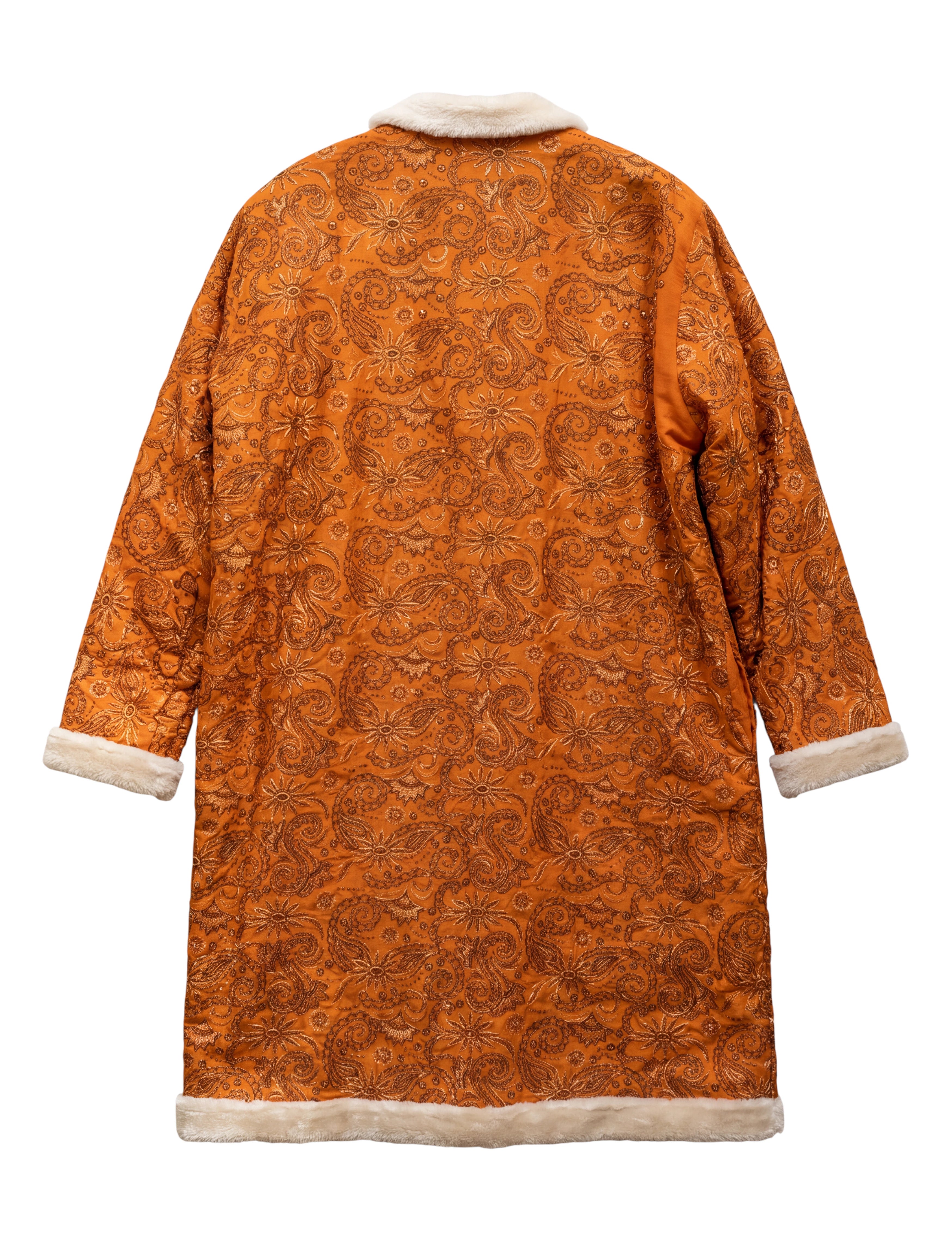 Flatlay Backside The Magical long coat long sleeves fake fur lining comfortable and cosy one of a kind piece of garment 