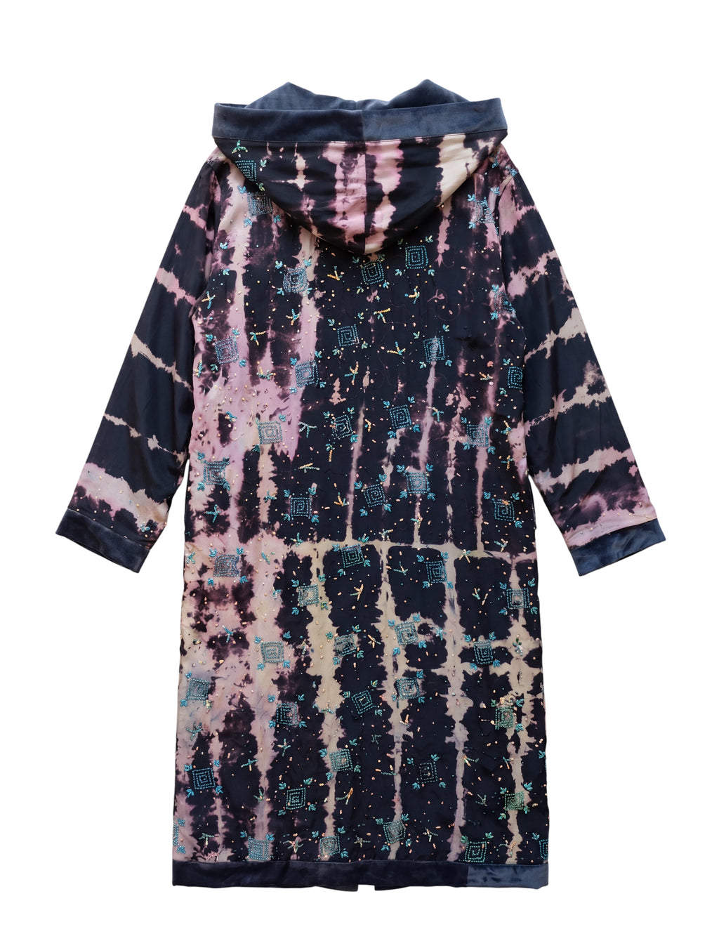 The Ritual The Veil flatlay backside hooded long sleeves coat with velvet lining unique garment consciously made Yayavara Creation