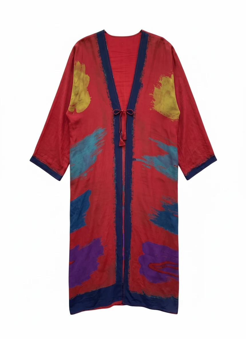 Flatlay Frontside Yayavara Creation The Eternal long silk kimono jacket