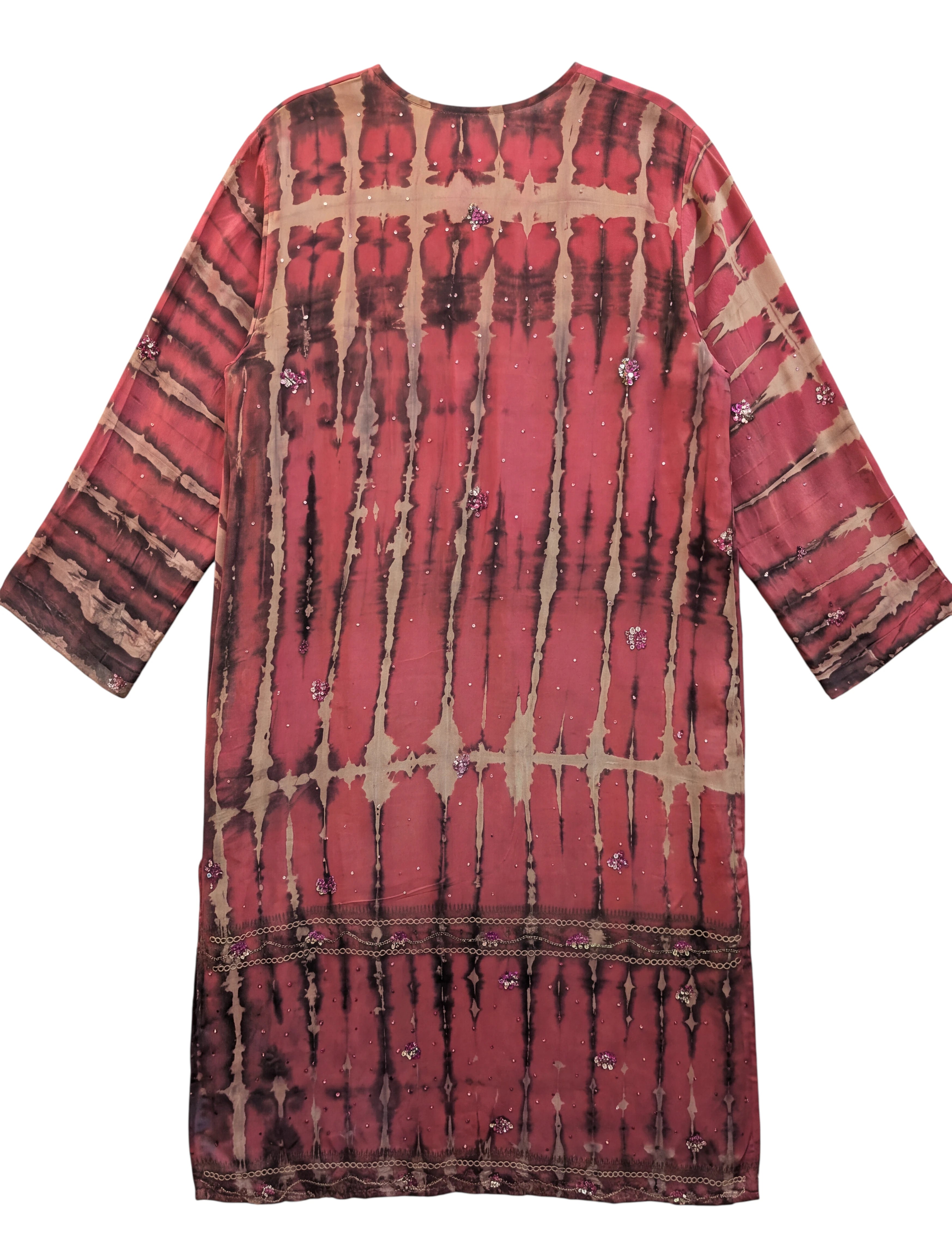 Flatlay backside fushia pink the eternal handmade embroideries long sleeves kimono 