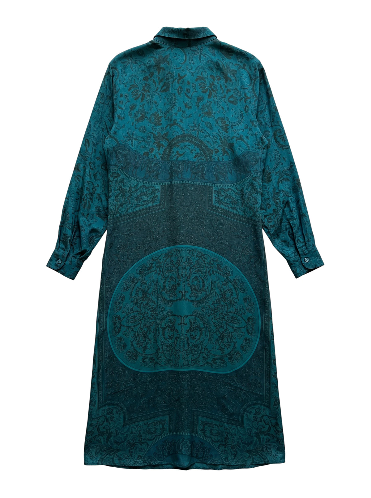 Flatlay backside natural silk long dress with embroidery unique piece of garment Yayavara Creation