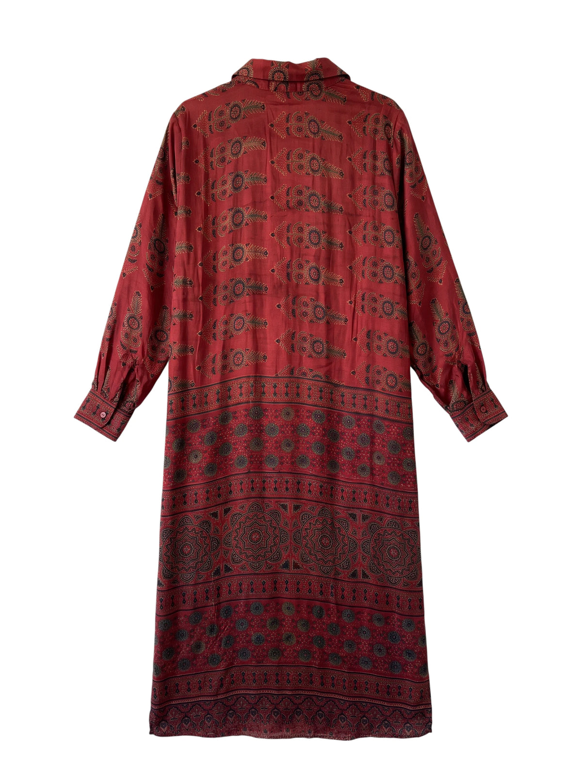 Flatlay backside natural silk dress with embroidery unique piece of garment Yayavara Creation