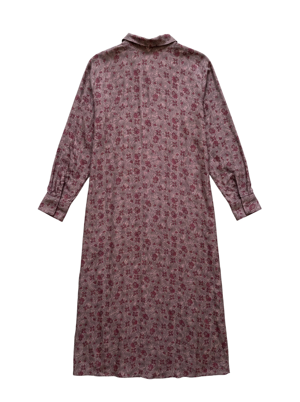 Flatlay backside natural silk long vieux rose dress with embroidery unique piece of garment Yayavara Creation