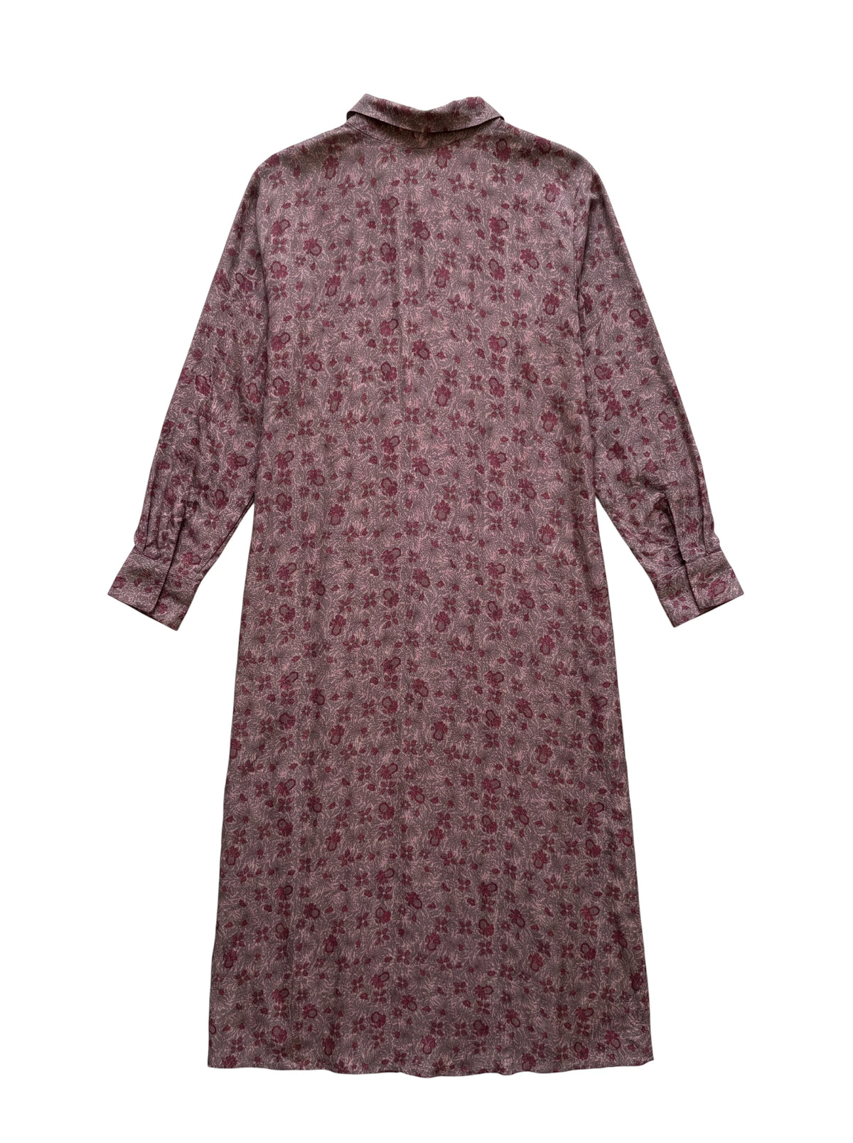 Flatlay backside natural silk long vieux rose dress with embroidery unique piece of garment Yayavara Creation