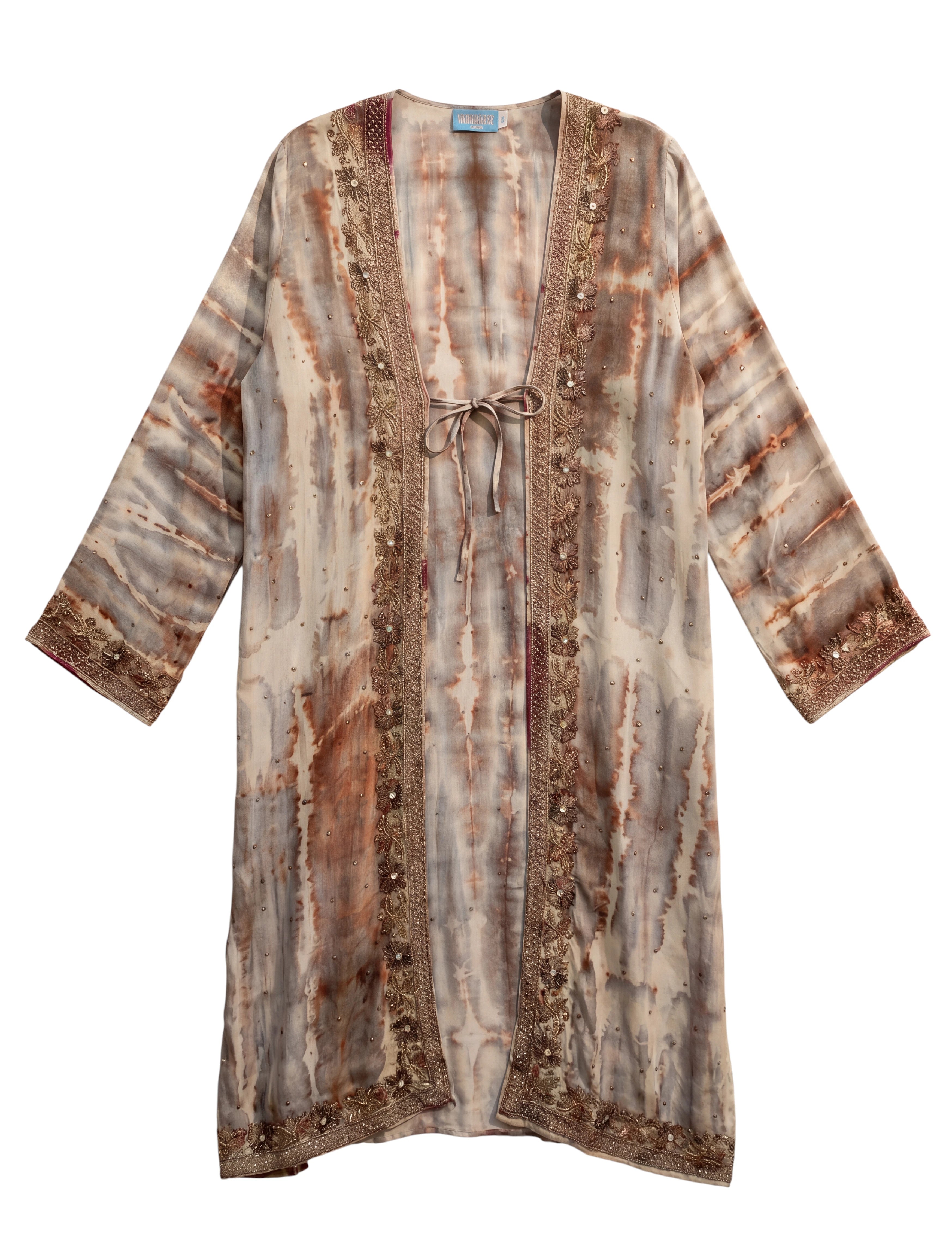Flatlay frontside The Eternal ie and dye handmade embroideries