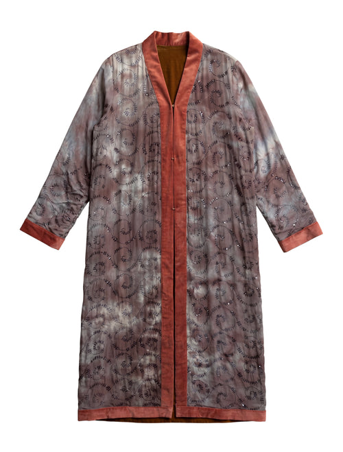 The Ceremonial Ritual Silk flatlay frontside handmade embroidery cotton velvet lining Yayavara Creation