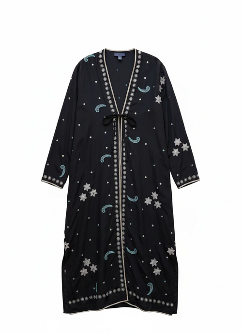 Flatlay frontside long natural silk kimono coat Yayavara Creation