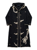 Flatlay frontside natural black gold and silver silk jacket with embroidery unique piece of garment Yayavara Creation