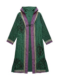 Flatlay frontside natural green and violet pearls silk jacket with embroidery unique piece of garment Yayavara Creation