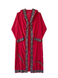 Flatlay frontside natural red silk jacket with embroidery unique piece of garment Yayavara Creation