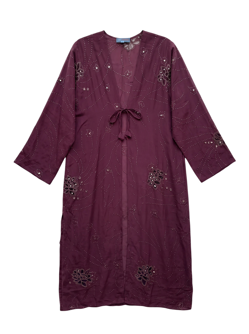Flatlay frontside longue veste bordeaux en soie naturelle Yayavara Creation