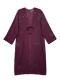 Flatlay frontside longue veste bordeaux en soie naturelle Yayavara Creation