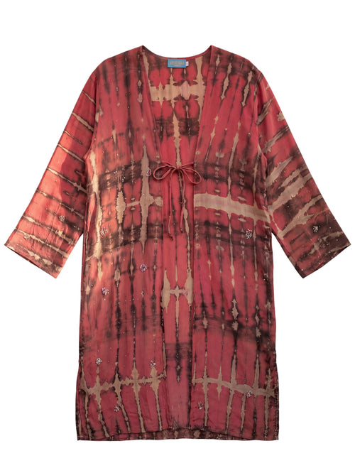 Flatlay fuchsia pink The Eternal handmade embroideries long sleeves kimono