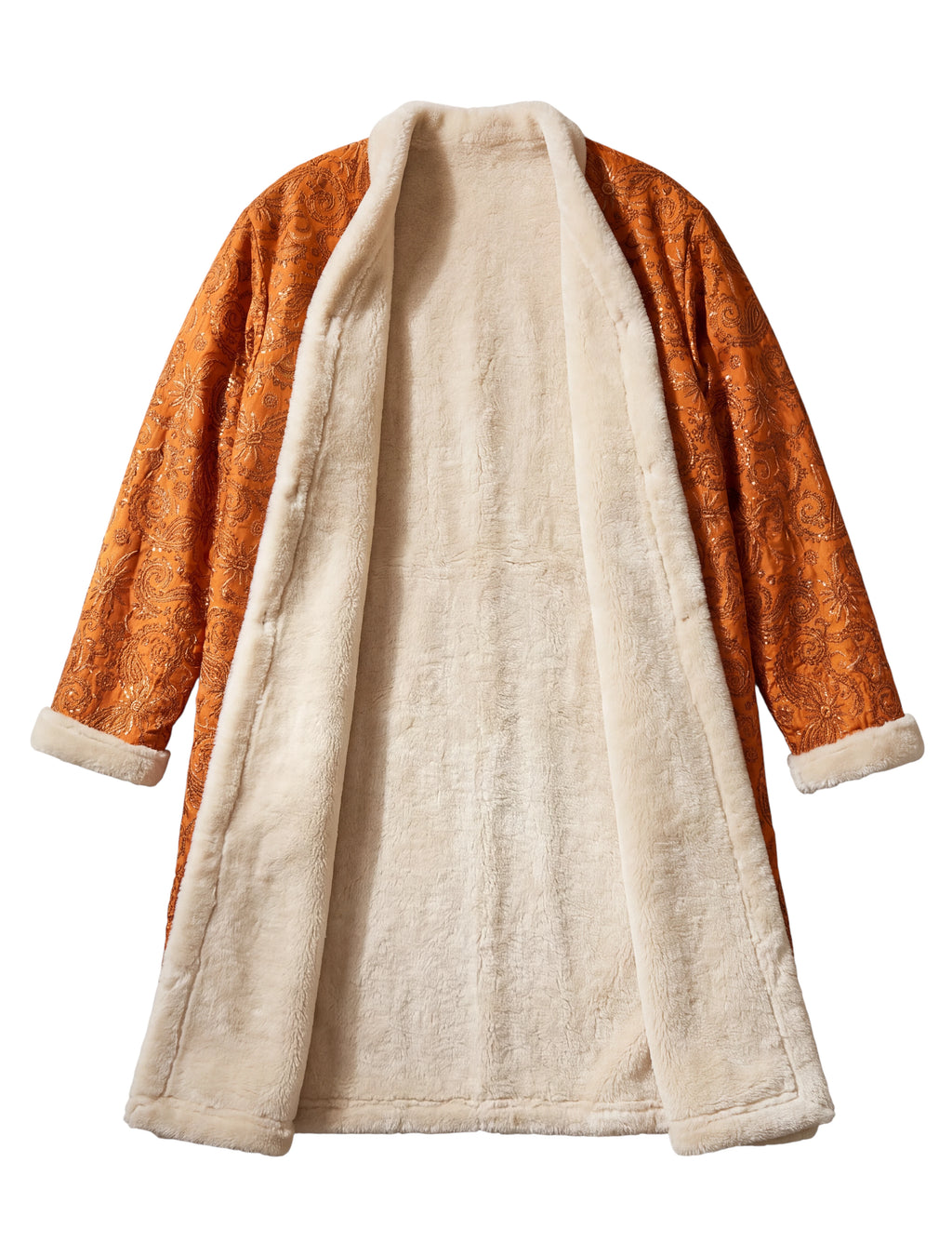 The Magical long coat long sleeves fake fur lining upcycling vintage sari one of a kind piece Yayavara Creation