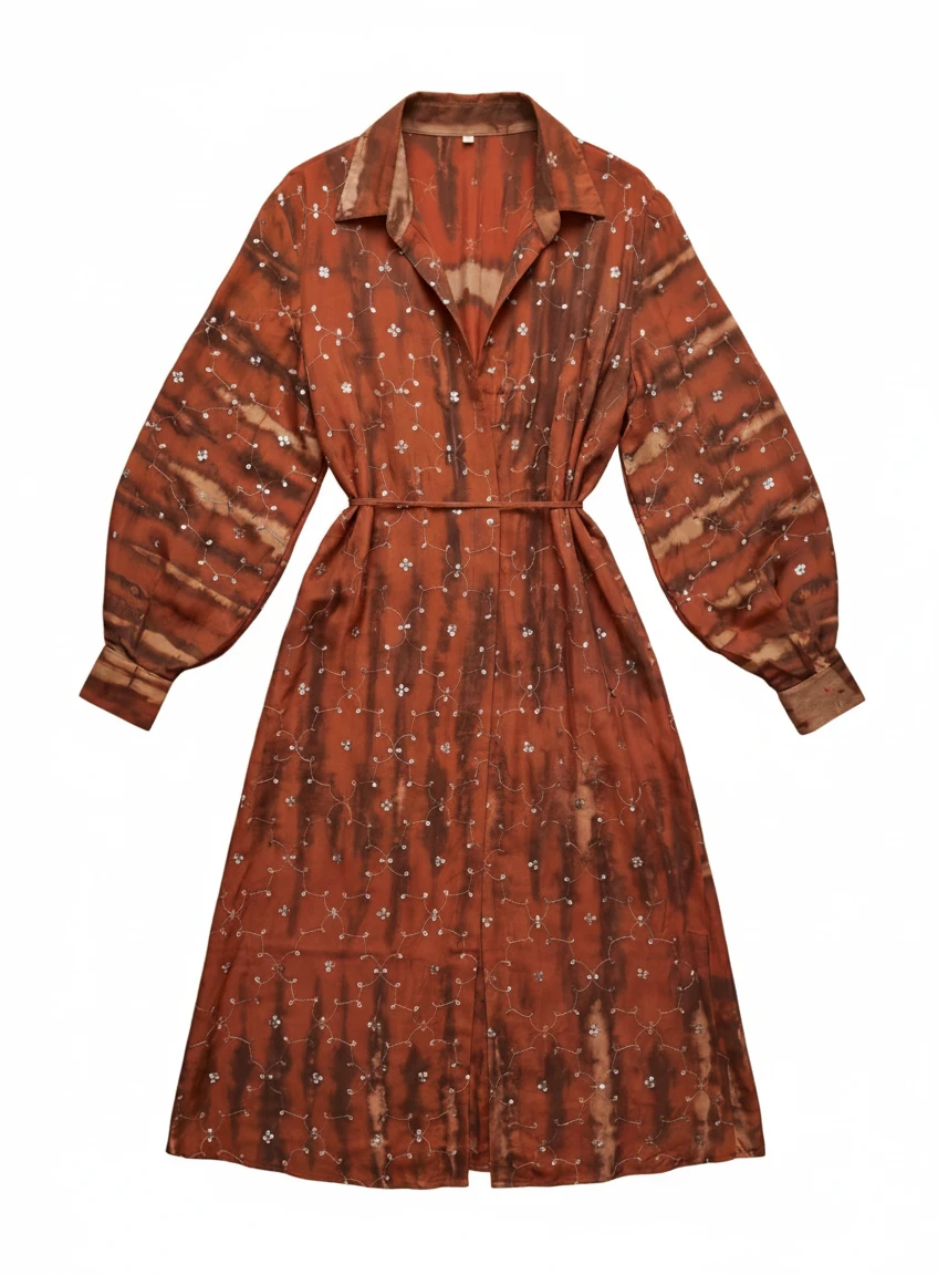 The Freedom longue robe portefeuille en soie et broderies à la main pièce unique au monde mode éco responsable upcycling de sari vintage mode consciente