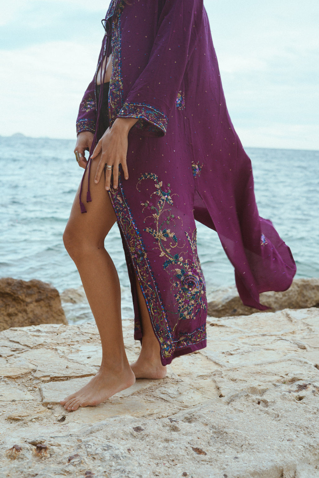 Mystic purple silk kimono jacket