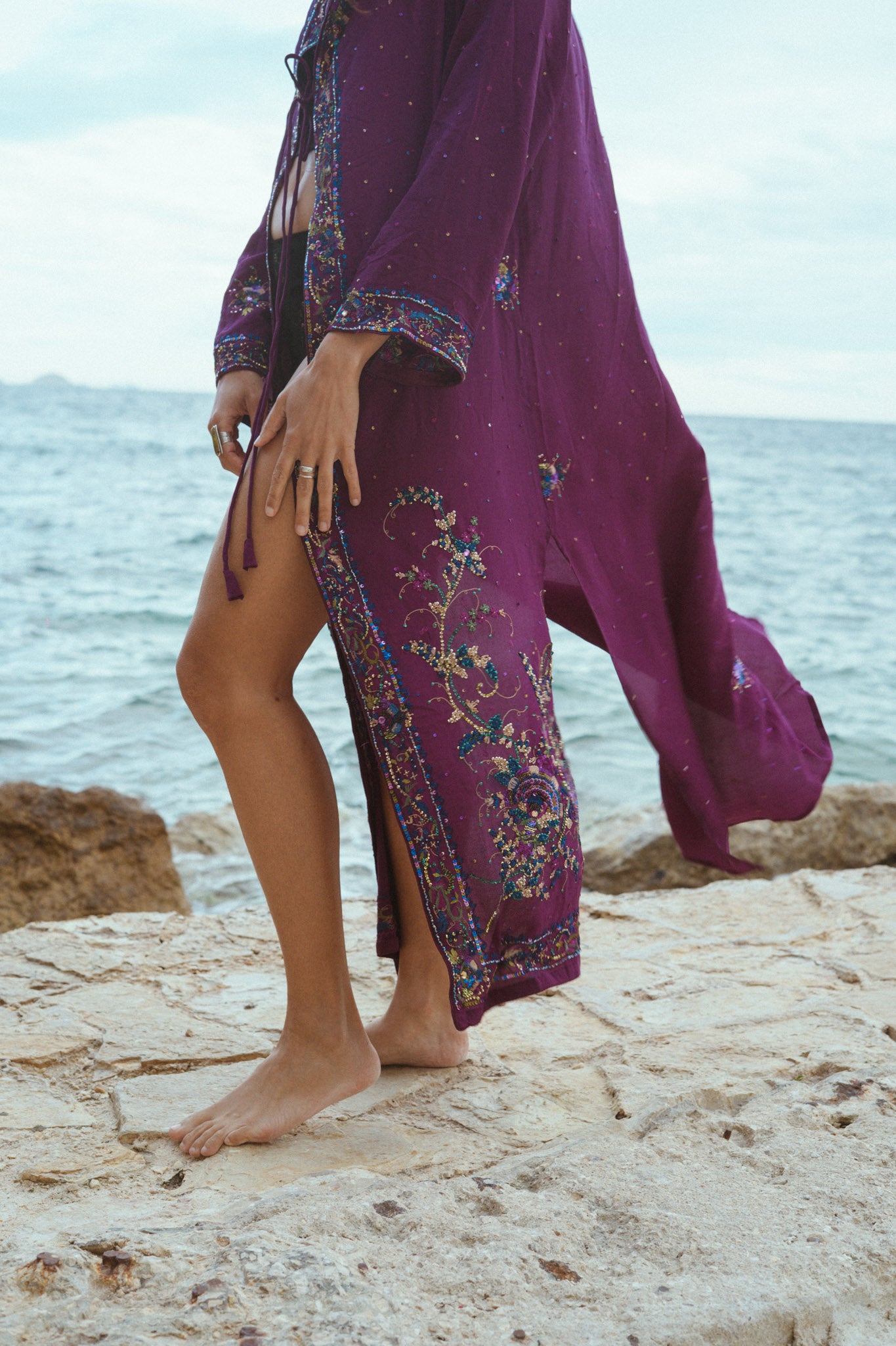 Mystic purple silk kimono jacket