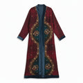Frontside view of The Ceremonial long silk coat long sleeves with cotton velvet lining one of a kind and unique piece of garment, conscious creation, sustainable fashion by Yayavara Creation