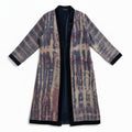 Flatlay of The Ceremonial long silk coat with cotton velvet lining one of a kind and unique piece of garment, conscious creation, sustainable fashion by Yayavara Creation