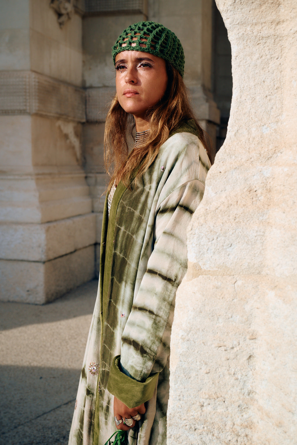 The Ceremonial long silk coat with cotton velvet lining one of a kind and unique piece of garment, conscious creation, sustainable fashion by Yayavara Creation