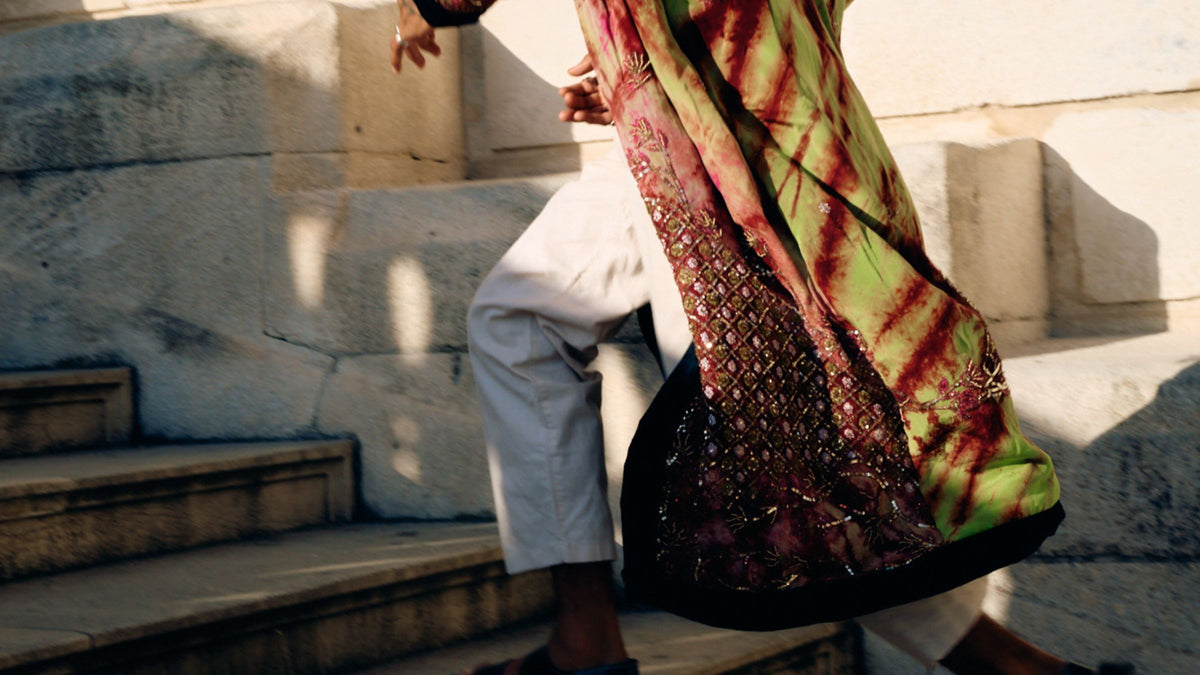 The Ceremonial unique piece of garment, silk kimono coat unisex collection made of pure silk upcycled by Yayavara Creation