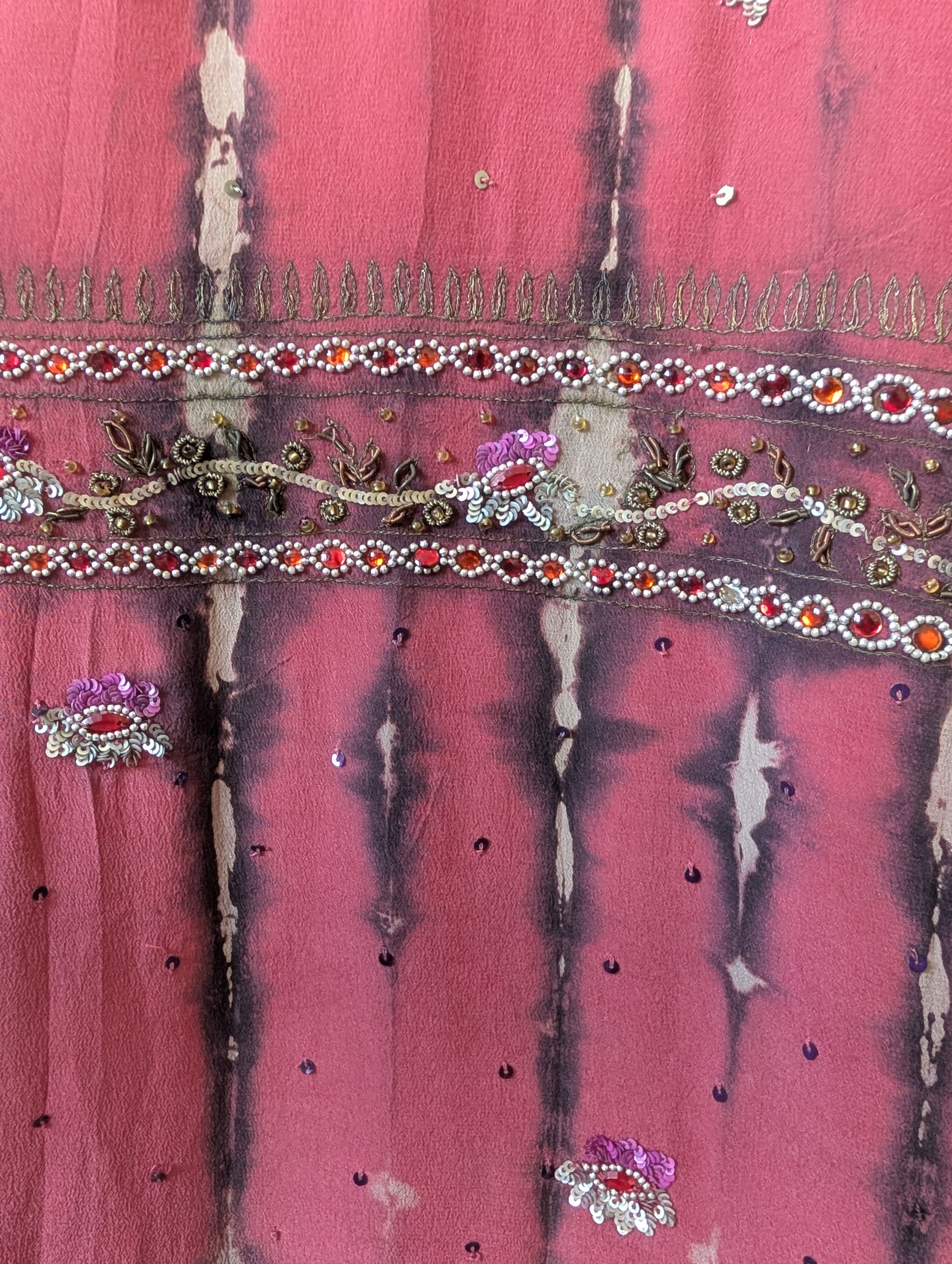 The Eternal zoom embroidery and natural silk fabric