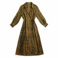 Long dress crafted from a vintage Indian sari. Puffed sleeves, shirt collar, wrist cuffs. Unique garment. 100% silk. Conscious fashion.