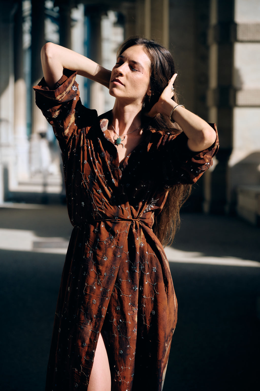 The_Freedom_by_Yayavara_Creation_silk_dress_unique_piece_with_embroidery vintage sari upcycling conscious fashion sustainable luxury