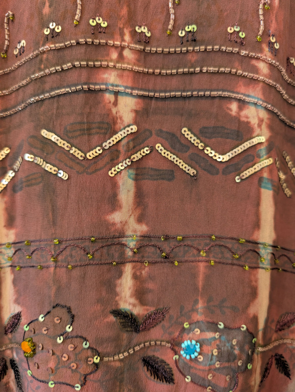 The Freedom long sleeves dress natural silk and embroidery details tie and dye Yayavara Creation