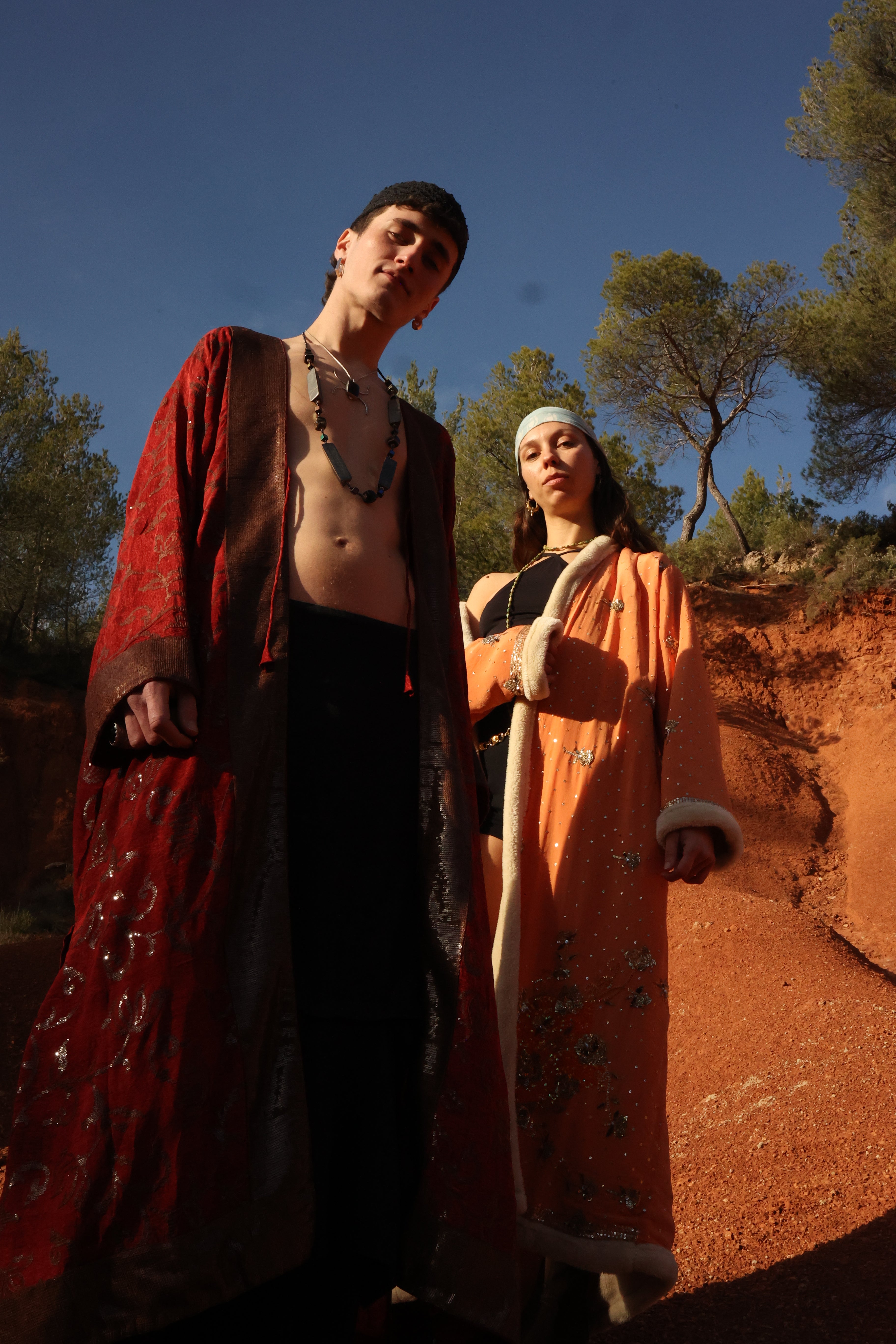 The Magical Autumn Queen- duo silk kimono fur
