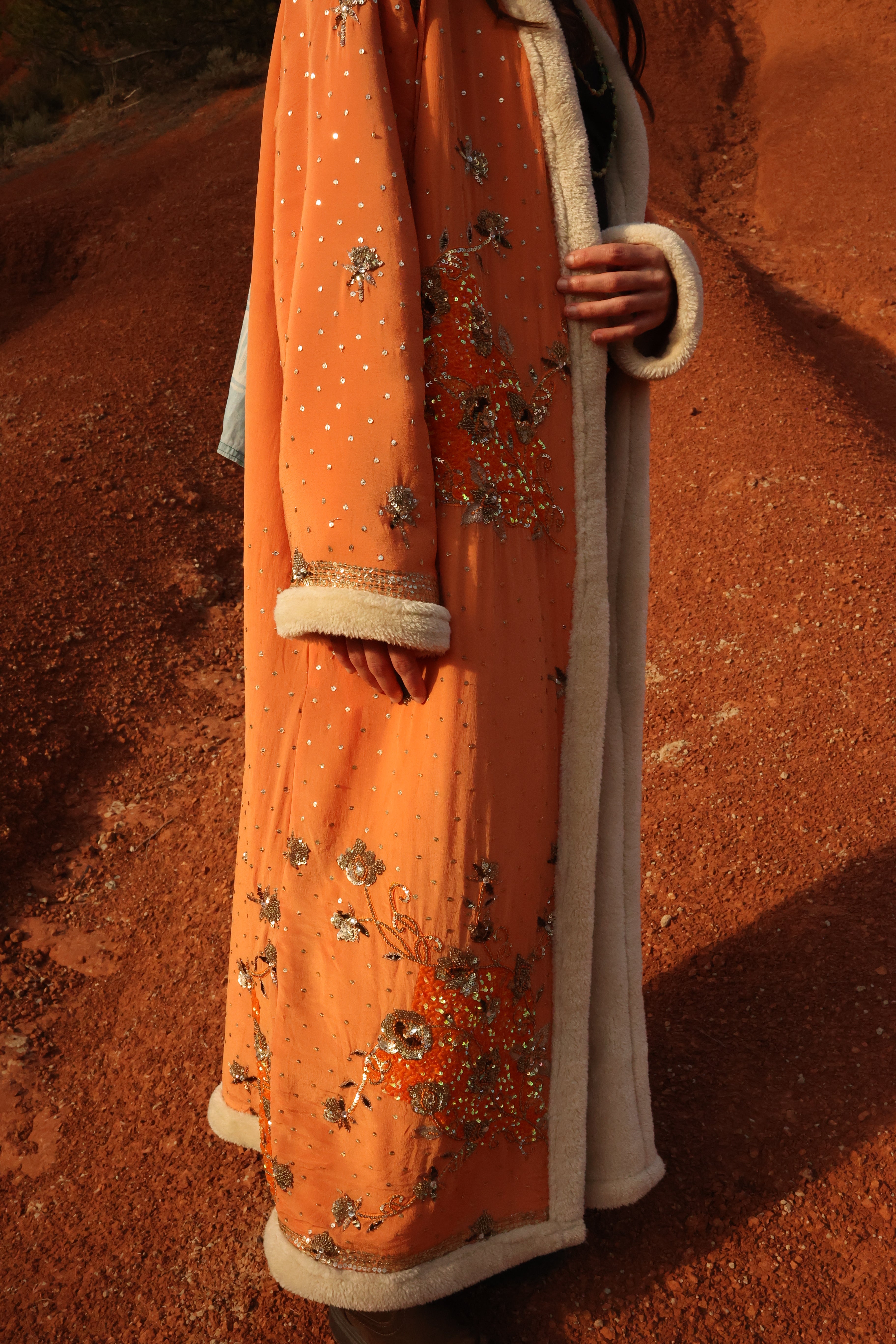 The Magical Autumn Queen - embroidered silk kimono fur