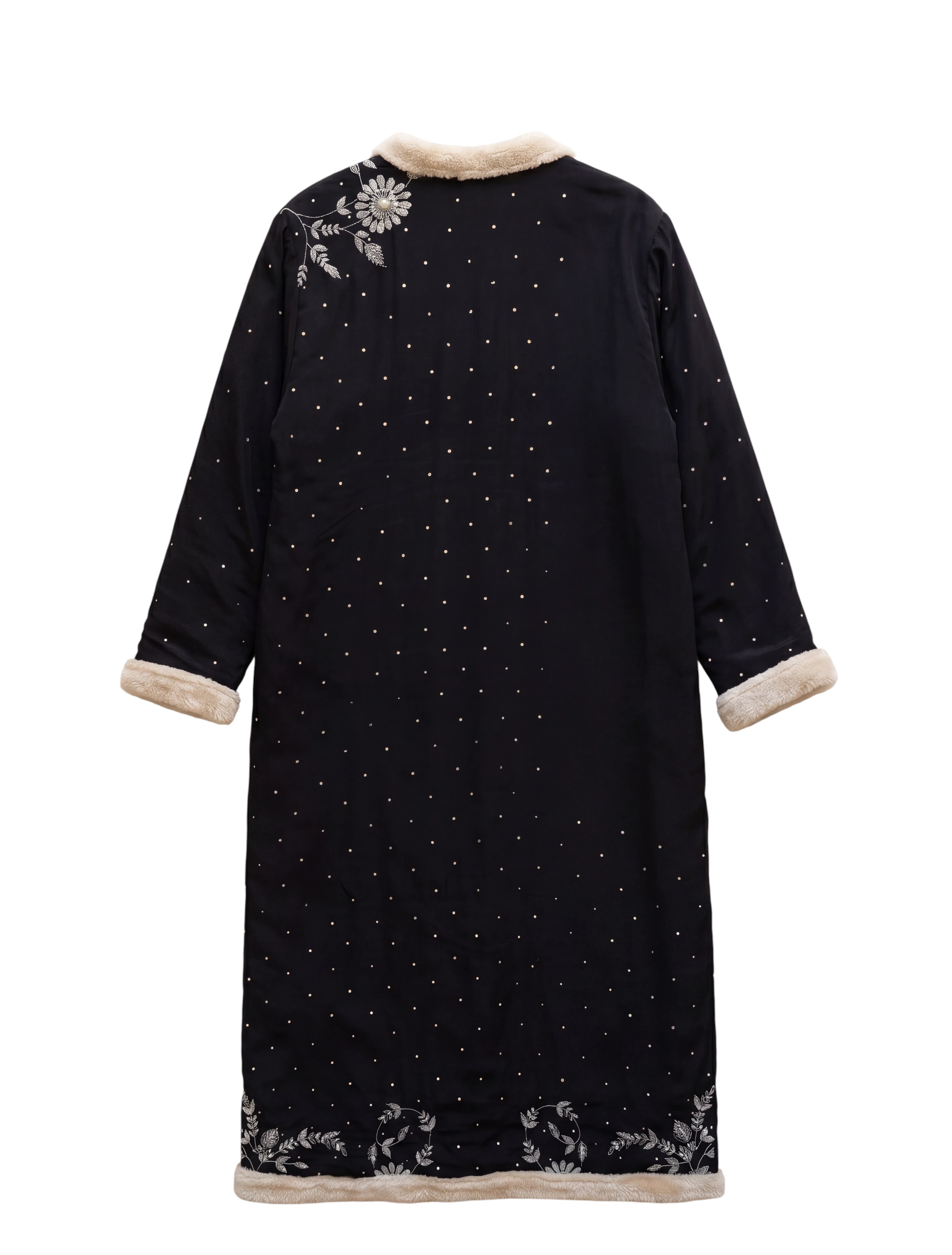 The Magical Flatlay backside of a long sleeves natural silk embroidered Yayavara Creation