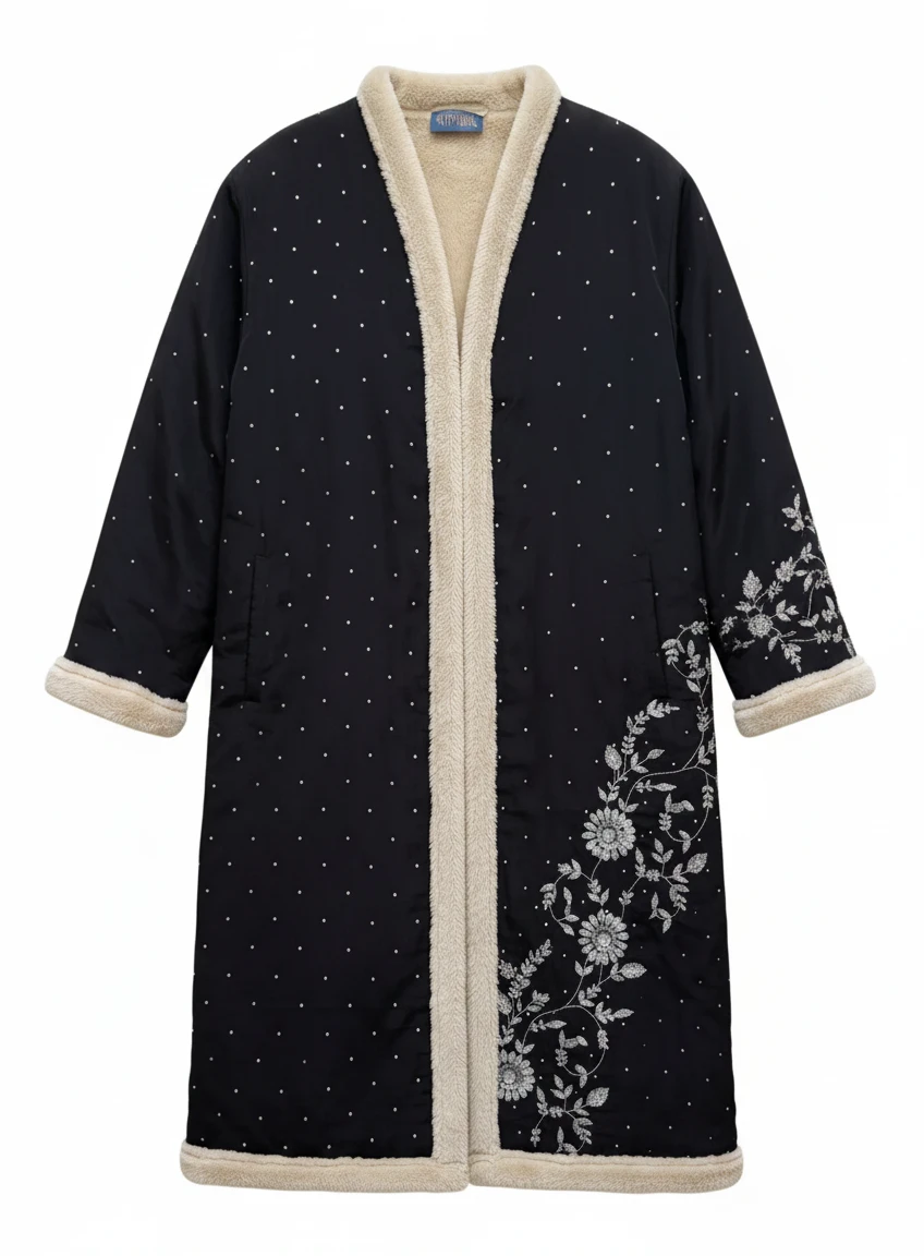 The Magical Flatlay frontside of a long sleeves natural silk embroidered Yayavara Creation