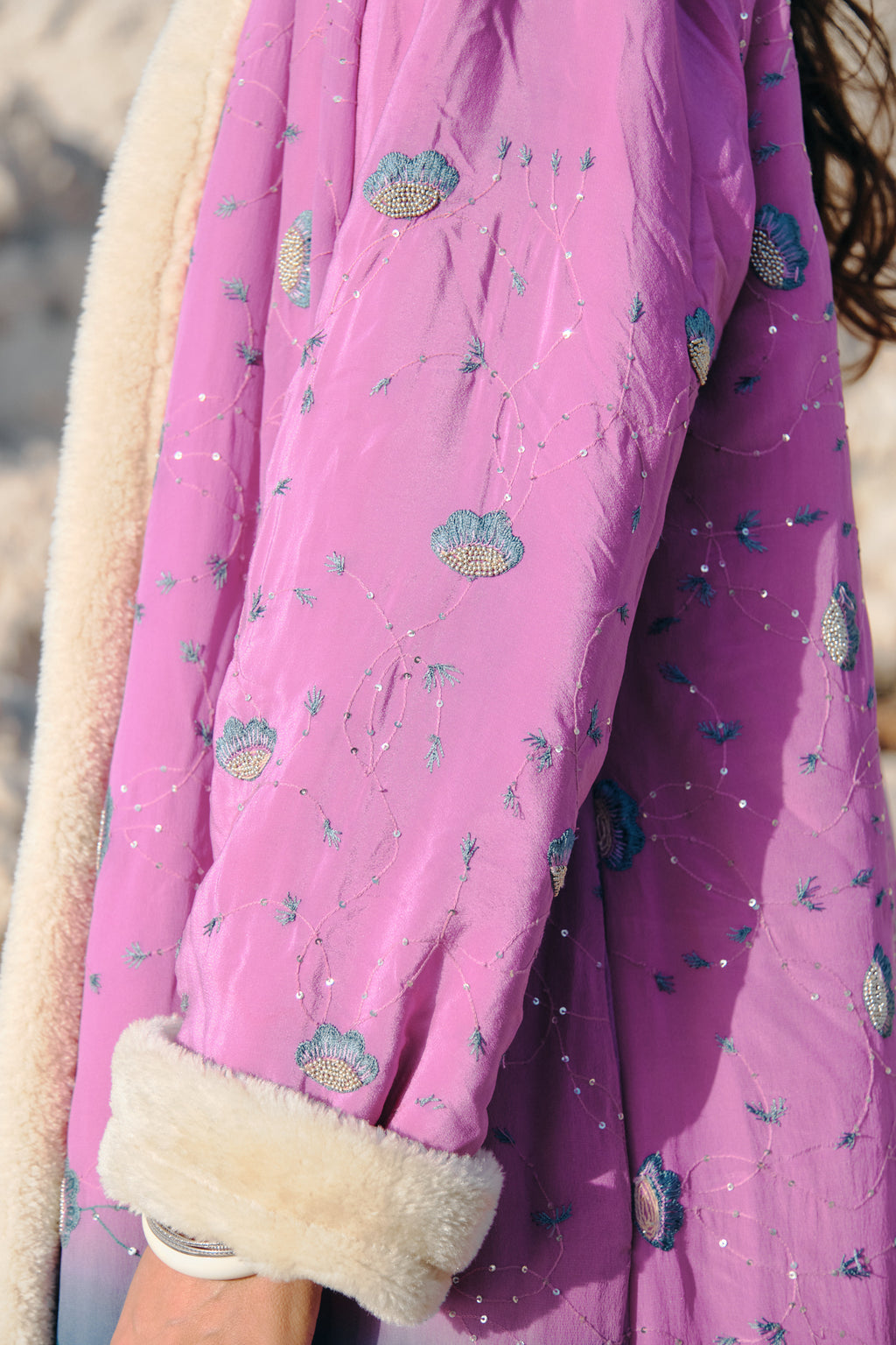 The Magical Holy Dream Silk Fur Coat Pink and Blue