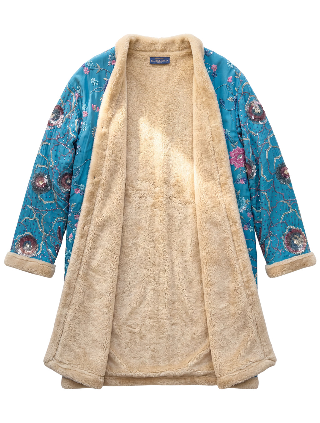 The Magical flatlay frontside opened natural silk embroidred coat  fur lining Yayavara Creation
