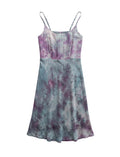 The Muse Silk Dress Purple Haze Fluid Upcycled Garment adjustable straps blue and purple tie and dye conscious and sustainable fashion luxury by Yayavara Creation