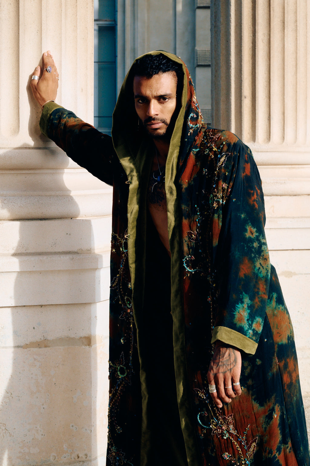 The Ritual a one of a kind piece of garment vintage silk embroidery unisex collection sustainable fashion by Yayavara Creation