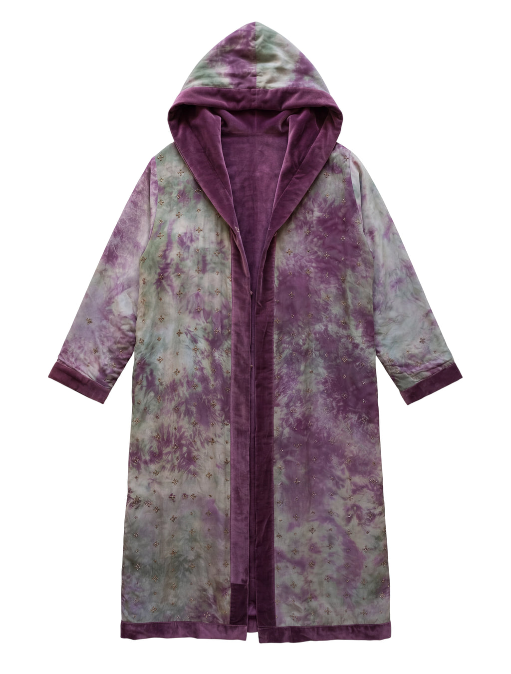 The Ritual Wandering Temple long silk coat with handmade embroidery upcycling vintage sari unisex collection Yayavara Creation