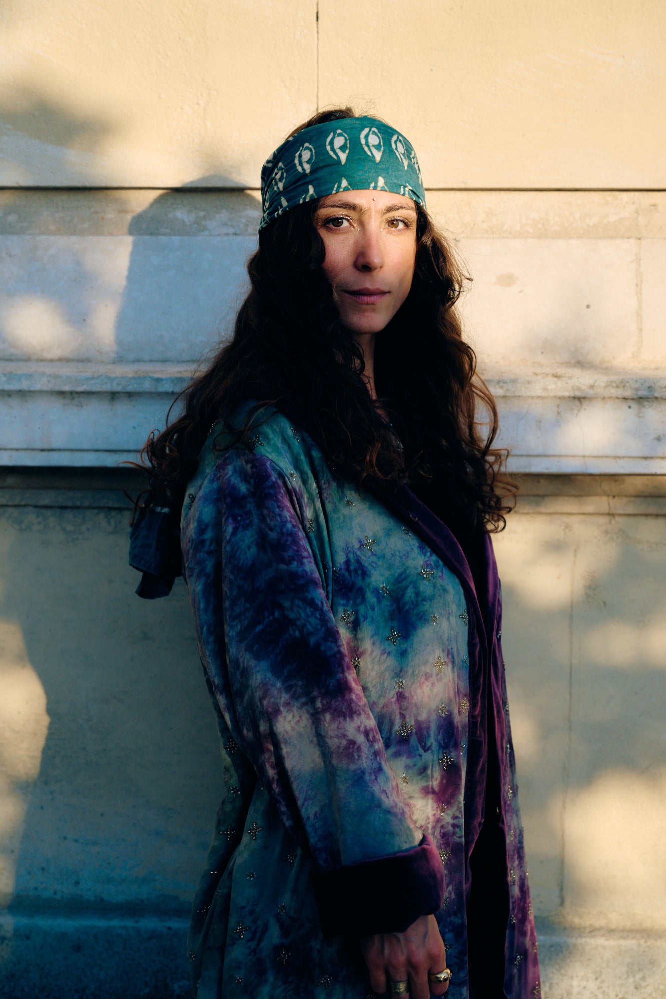 The Ritual long hooded coat with natural silk and handmade embroidery and cotton velvet lining Yayavara Creation