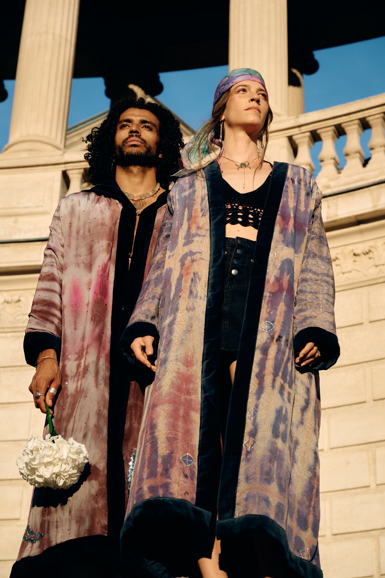 The Ritual Hooded long silk coat with beautiful embroidery sustainable fashion by Yayavara Creation