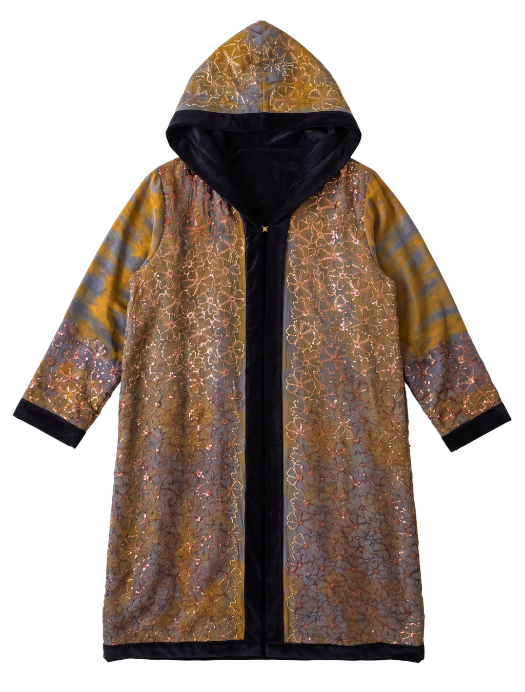 The Rituallong silk coat vintage indian sari upcycled into unique piece of garment Yayavara Creation