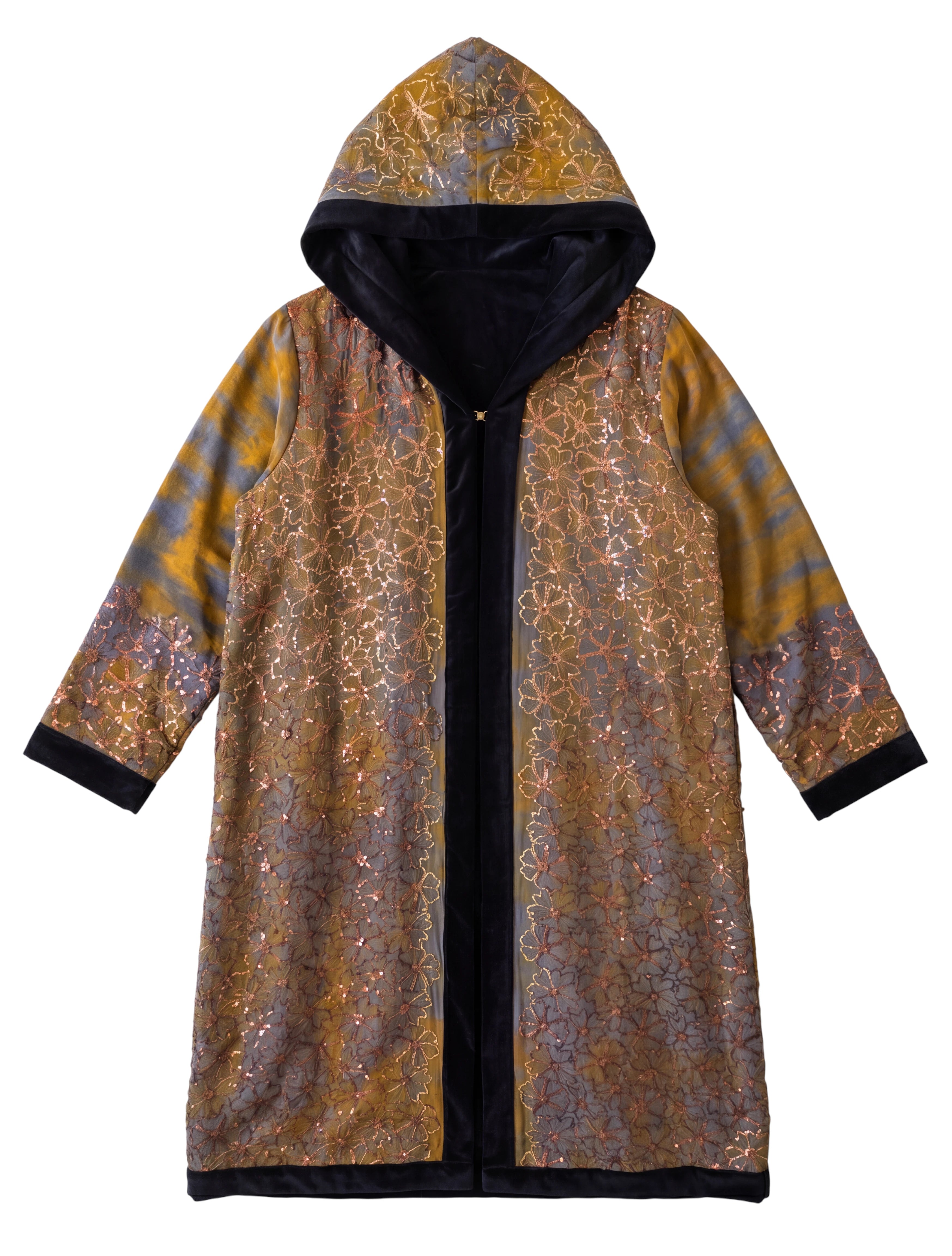The Rituallong silk coat vintage indian sari upcycled into unique piece of garment Yayavara Creation