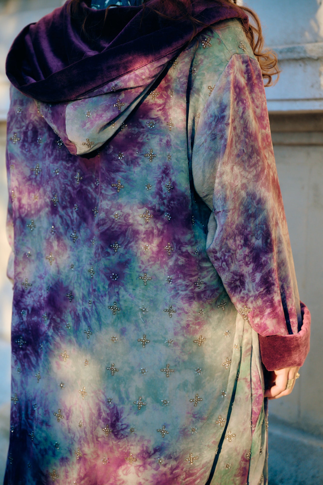 The Ritual long sleeves hooded coat cotton velvet lining one of a kind piece of garment Yayavara Creation