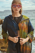 Rainbow patchwork silk jacket kimono with embroidery