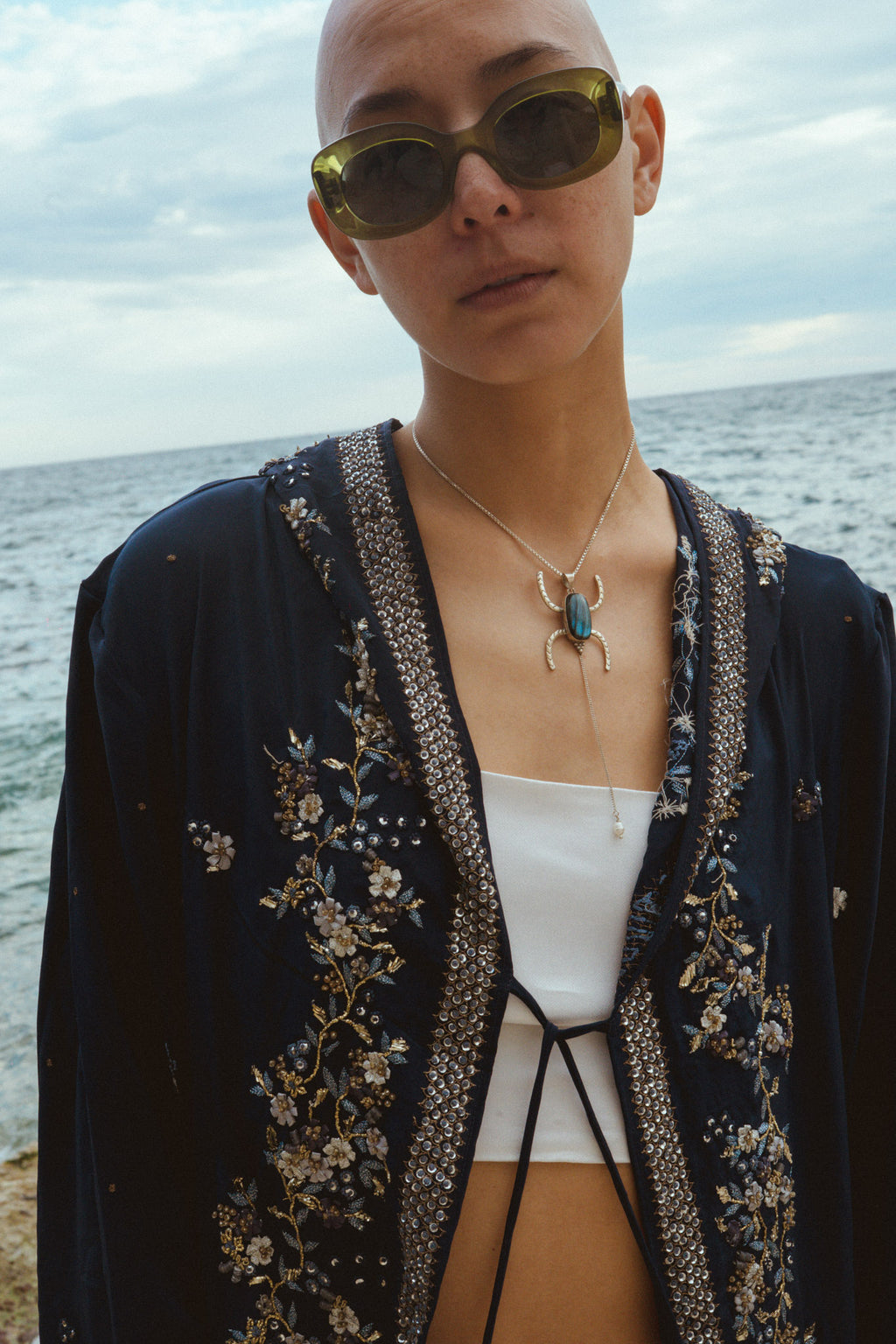 Silk kimono embroidery upcycled silk jacket 