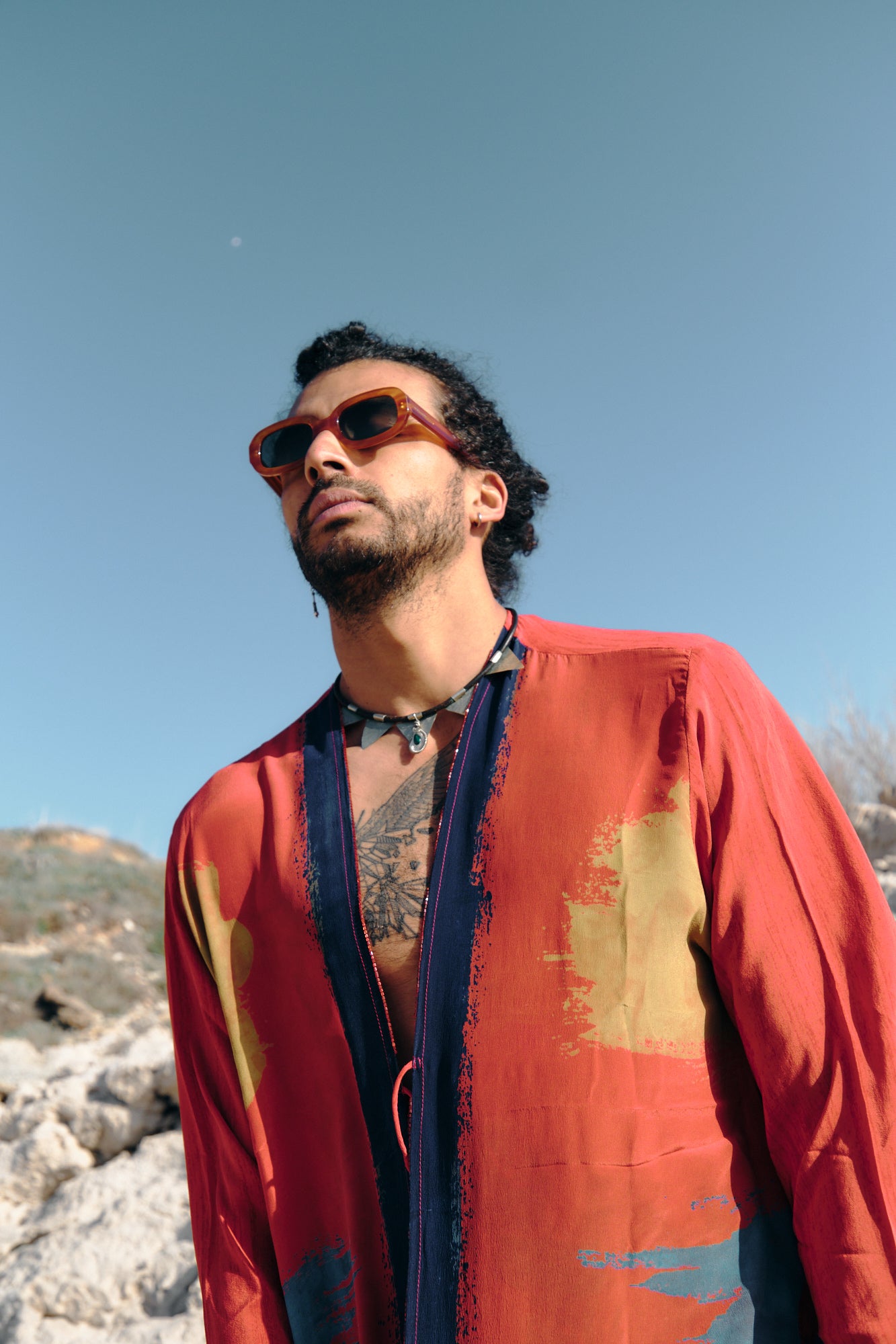Yayavara Creation Painter Eye upcycled kimono coat red yellow blue