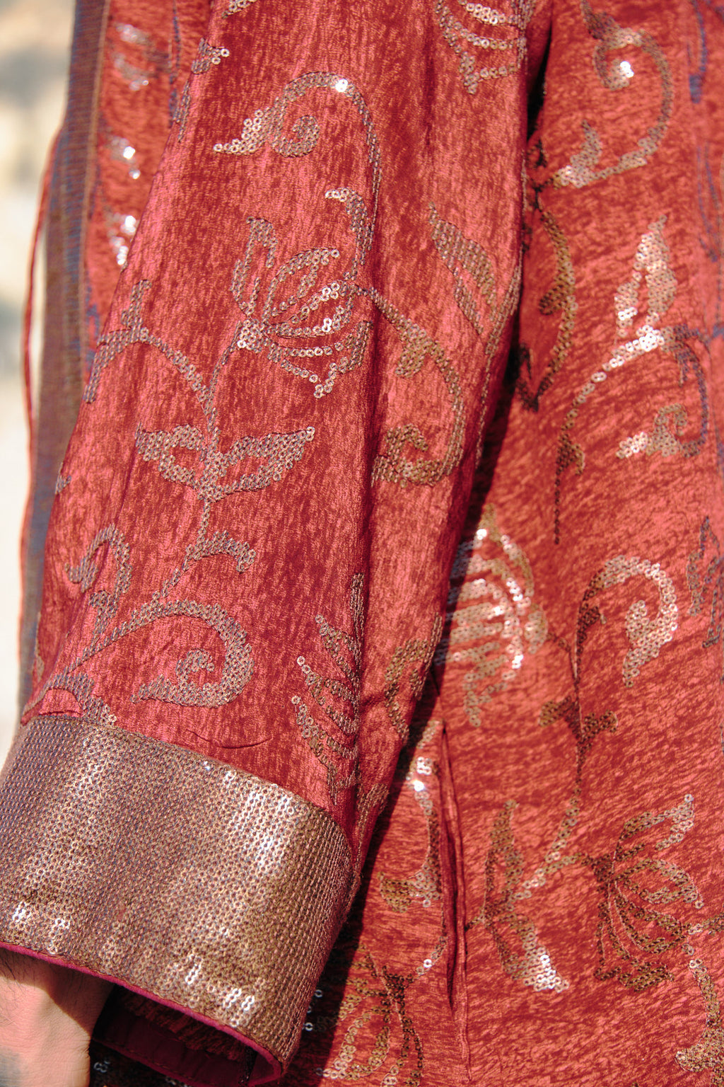 Yayavara Creation Red Sun upcycled unisex fluid kimono red and embroidery