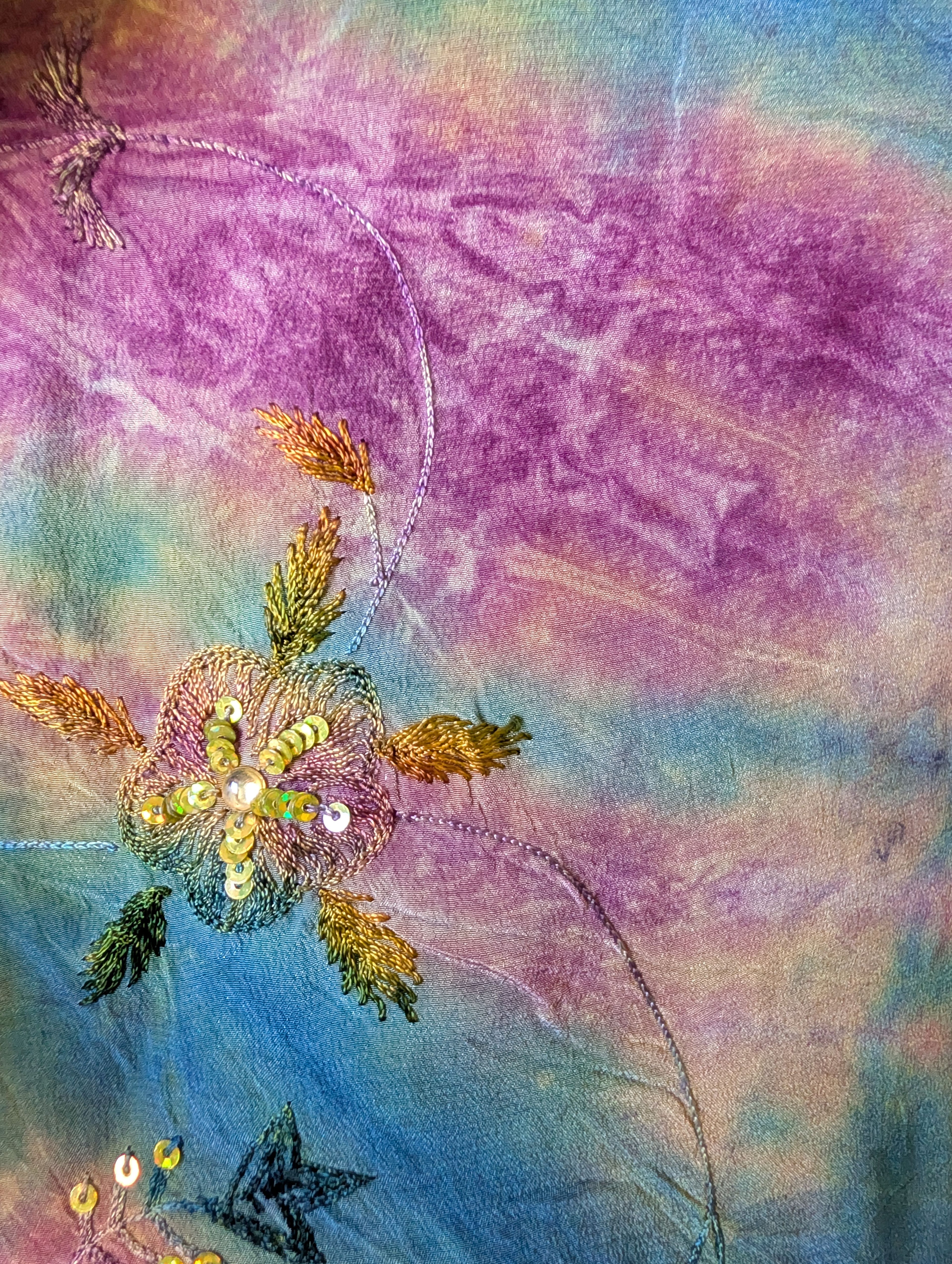 Zoom embroidery Zephyr frontside natural silk jacket handmade embroidery